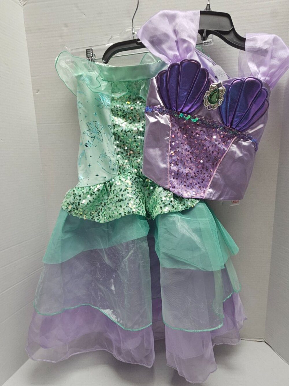 Disney Store Princess Ariel Costume 2pc Top Skirt Sparkling Purple Green 7/8